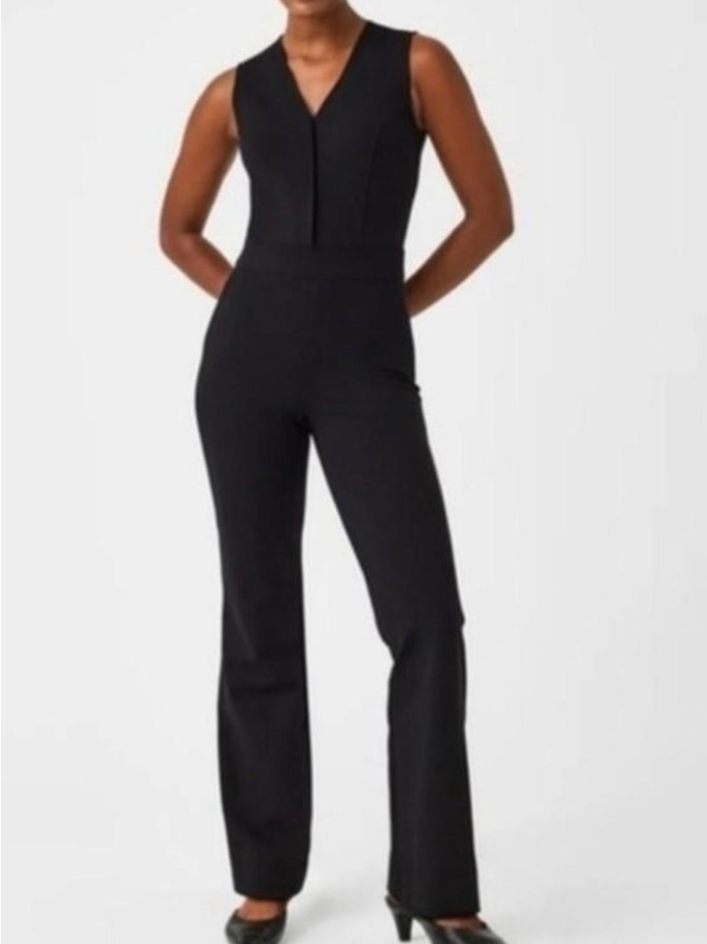 SPANX The Perfect Black Sleeveless V-Neck Tailored Jumpsuit *LONG LENGTH*